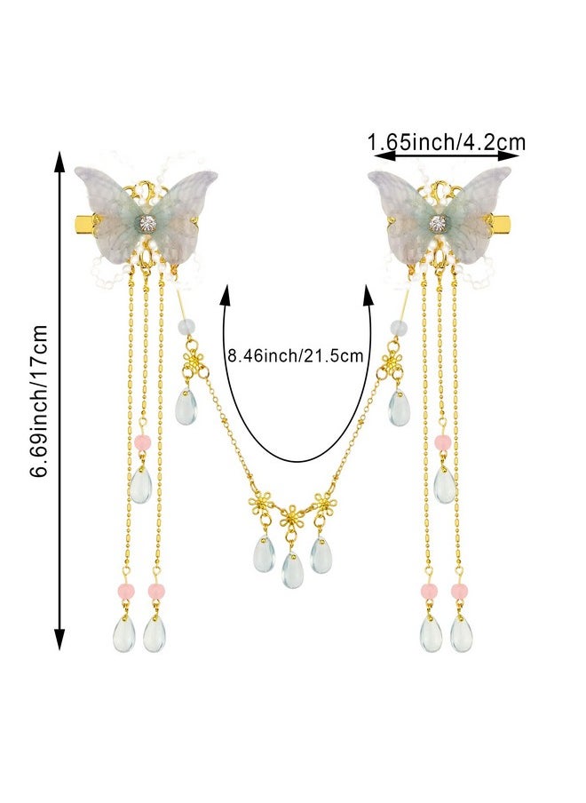 DonLeeving Butterfly Hair Clips Bride Wedding Hair Barrettes Tassel Butterfly Hair Pin Fabric Butterflies Bobby Pins Hair Accessories for Women and Girls  - Image 2
