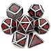 Haxtec Ancient Silver Metal DND Dice Set DD 7PCS Large Rounded Antiue Iron RPG Dice Red Numbers for Dungeons and Dragons TTRPG Game GiftsStandard size - Image 2