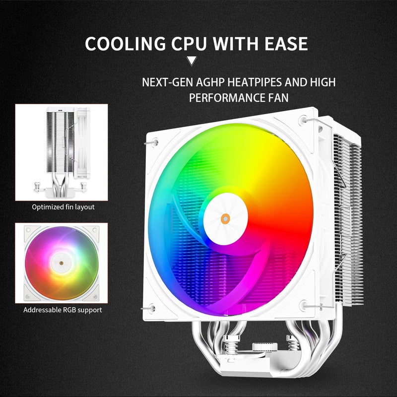 Thermalright Assassin X 120R Digital ARGB White CPU Air Cooler, 2000RPM Speed,4 Heatpipes, 12cm Quiet PWM Fan CPU Cooler, Digital Screen Top Cover,for AM4/AM5,Intel LGA1700/1851/1150/1151/1200 - Image 4