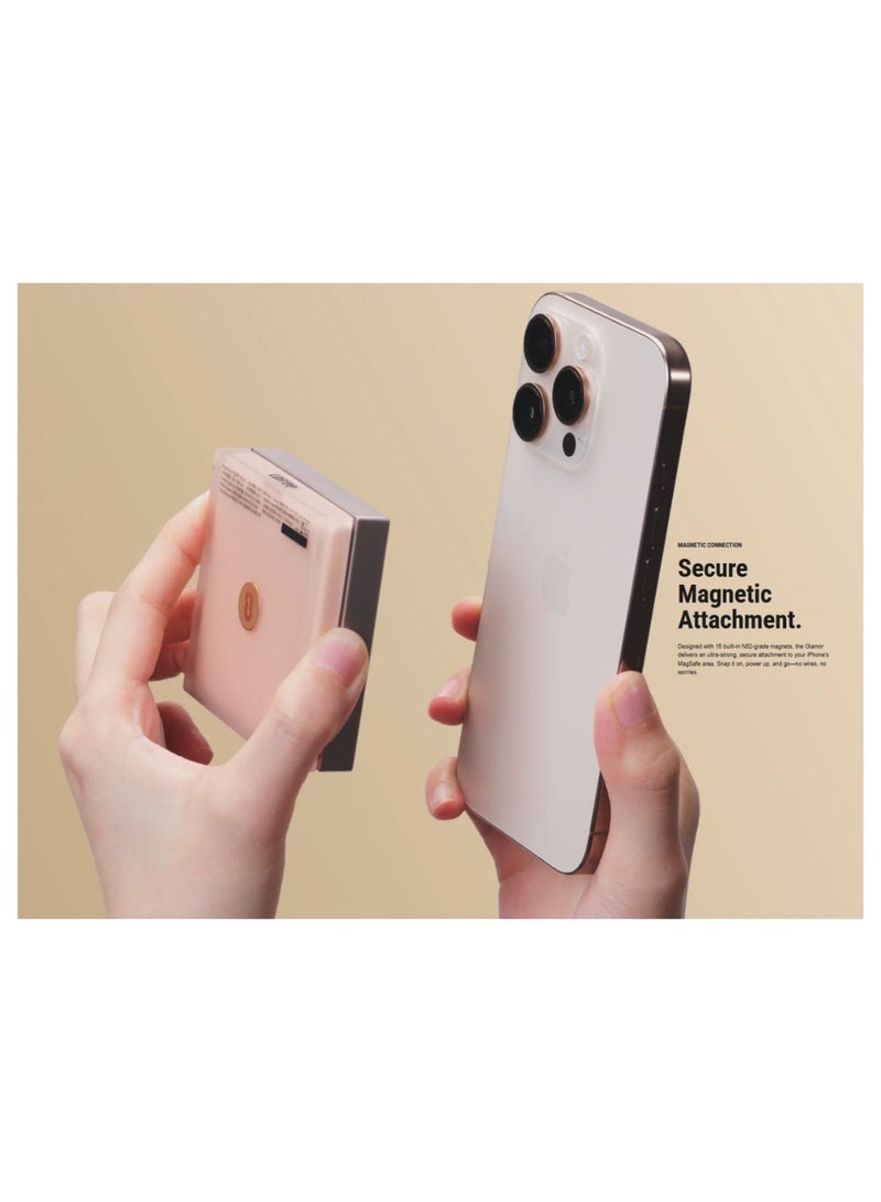 Lofree Glamor Magnetic Power Bank 5000mAh, 15W Wireless Charging, 22.5W USB-C Fast Charging, Magnetic Portable Charger with LED Light Effects, Mirror Design, Compact & Lightweight, Peach Dawn color - Image 5