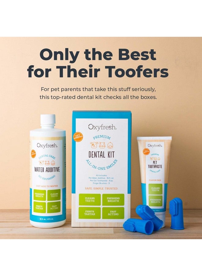 Oxyfresh Premium Pet Dental Kit for Dogs & Cats - Easy Solution for Dog and Cat Fresh Breath, Clean Teeth, Control Plaque & Tartar - Vet Formulated Pet Toothpaste 4oz + Water Additive 16oz Kit - Image 2