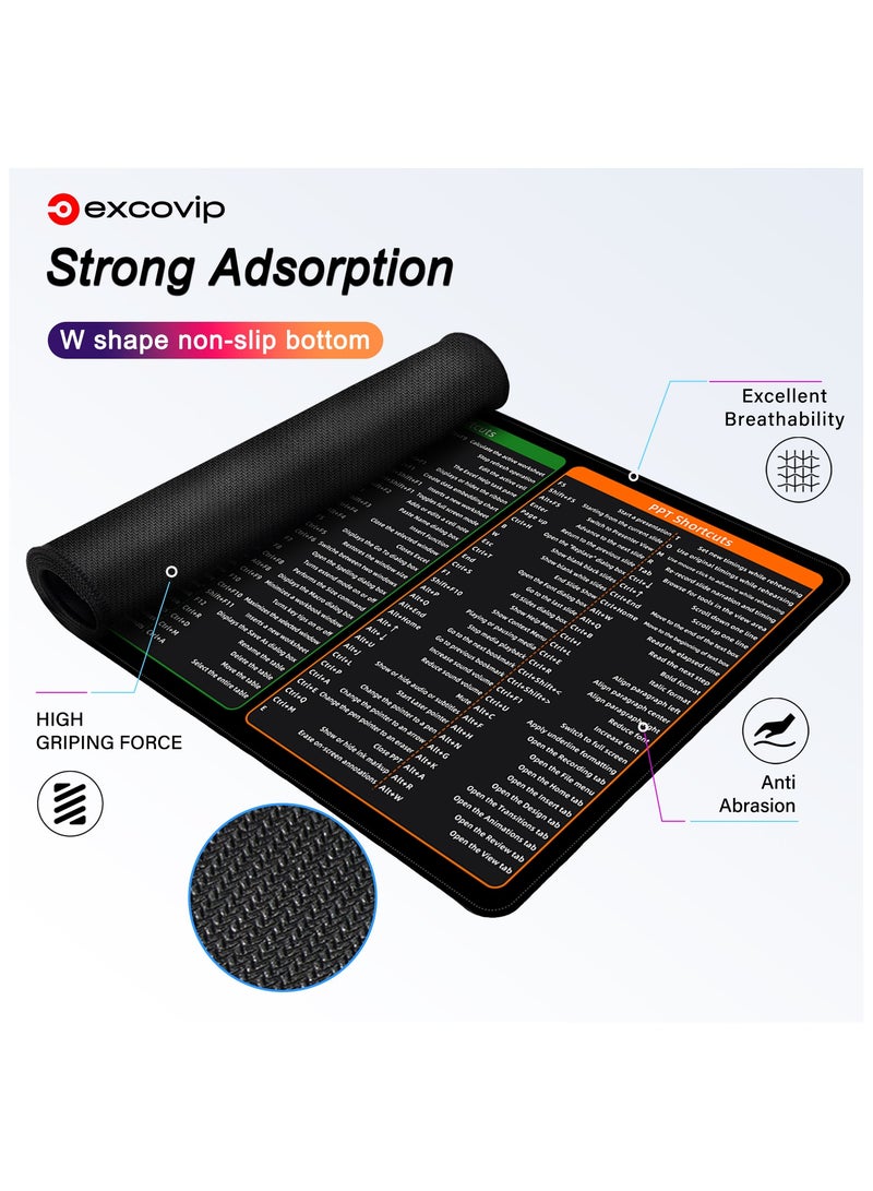 excovip Large Mouse Pad, Office Shortcut Mouse Pad, Extended Computer Mouse Pad/Desk Mat with Stitched Edges for Word/Excel/PPT (600x300mm) SA0190 - Image 2