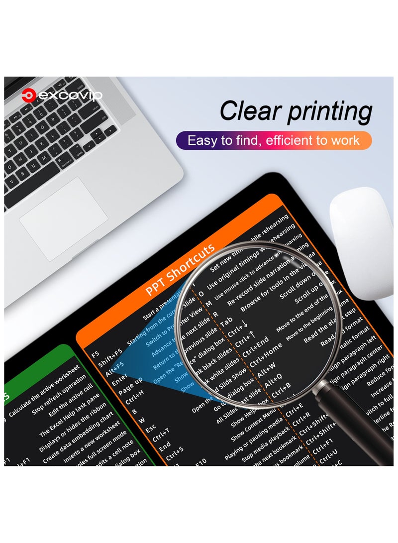 excovip Large Mouse Pad, Office Shortcut Mouse Pad, Extended Computer Mouse Pad/Desk Mat with Stitched Edges for Word/Excel/PPT (600x300mm) SA0190 - Image 3