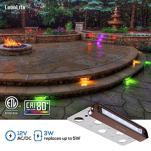 LEONLITE 8-Pack Premium Series RGB 7 Inch 3W LED Retaining Wall Lights Swivel, Color Changing Hardscape Lighting Low Voltage, 12V-24V AC/DC LED Landscape Hardscape Paver Light, Outdoor Step Light, ETL - Image 3
