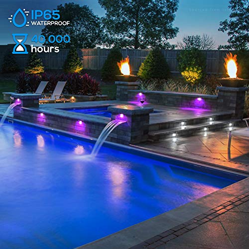 LEONLITE 8-Pack Premium Series RGB 7 Inch 3W LED Retaining Wall Lights Swivel, Color Changing Hardscape Lighting Low Voltage, 12V-24V AC/DC LED Landscape Hardscape Paver Light, Outdoor Step Light, ETL - Image 5