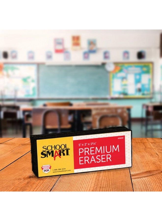 School Smart Premium Chalkboard Eraser, 5 L x 2 W x 1 H in, Felt, Black/White - 009219 - Image 1