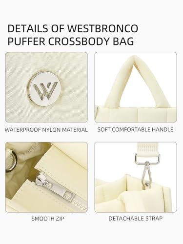 WESTBRONCO Puffer Crossbody Bags for Women Quilted Tote Bag Puffy Weekender Overnight Bag Nylon Shoulder Handbag - Image 4