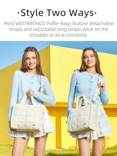 WESTBRONCO Puffer Crossbody Bags for Women Quilted Tote Bag Puffy Weekender Overnight Bag Nylon Shoulder Handbag - Image 5