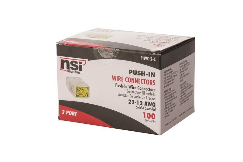 NSI PIWC-2-C Easy-Twist Push-in Wire Connector, 2 Wires, Yellow, 100 Count (Pack of 100) - Image 2