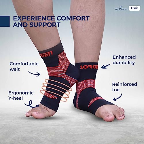 Sorgen Compression Compression Ankle Sleeve | Ankle Socks for Plantar Fasciitis, Arch Support, Foot & Ankle Swelling, Achilles Tendon, Heel Pain, Injury Recovery. (LARGE) - Image 2