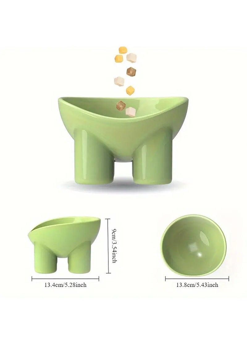 Elevated Cat Bowl with Stand - Neck-Friendly, Anti-Tip Plastic Feeding Dish for Cats, Elephant Leg, Slanted Mouth, Water Feeding - Image 2