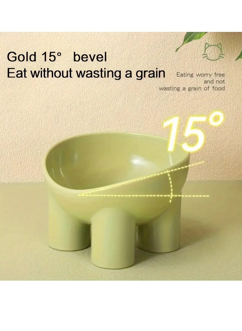 Elevated Cat Bowl with Stand - Neck-Friendly, Anti-Tip Plastic Feeding Dish for Cats, Elephant Leg, Slanted Mouth, Water Feeding - Image 4