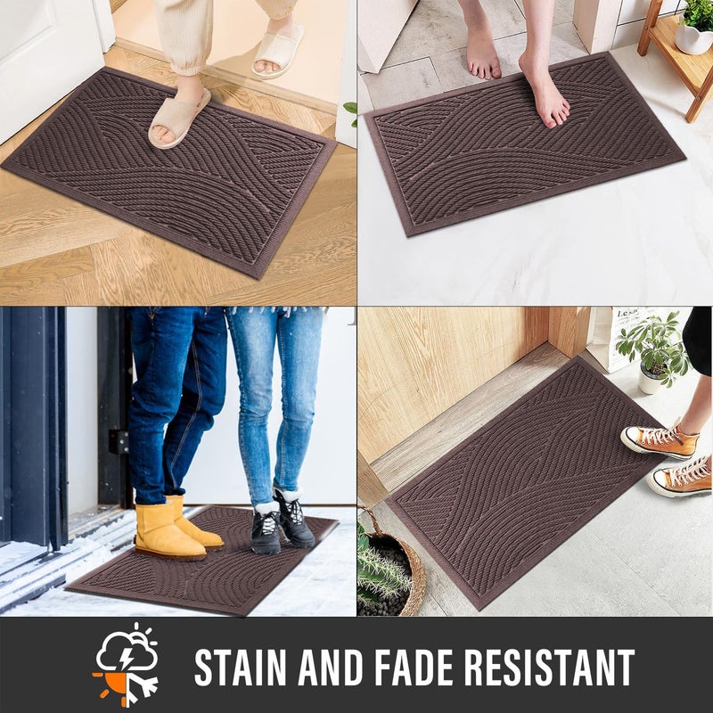 HIYARD Sturdy Front Door Mat, Absorbent Muddy Dirt Resist Welcome Door Mats Outdoor Indoor, Stain and Fade Resistant, Non-Slip Backing Entry Mat Low Profile Doormat for Entryway, 29Ã—17, Coffee - Image 4