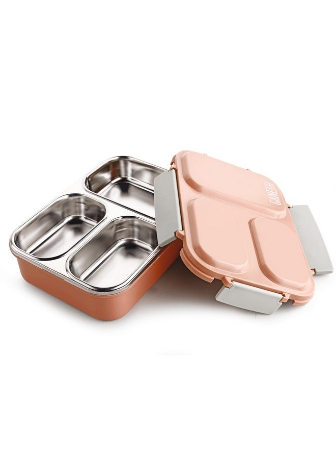 Ganesh Stainless Steel 3 Compartment Insulated Lunch Box for School & Office, Airtight Leak-Proof, Unbreakable Lid 1Ltr - Image 1
