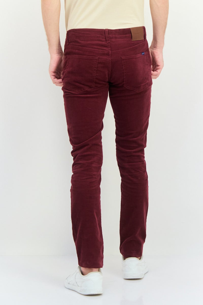 GANT Men Hayes Slim Fit Corduroy Pants, Maroon - Image 3