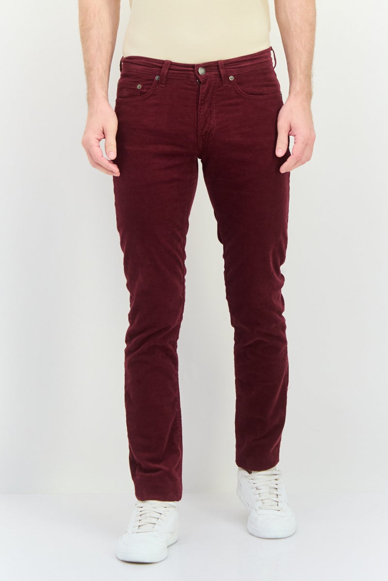 GANT Men Hayes Slim Fit Corduroy Pants, Maroon - Image 1