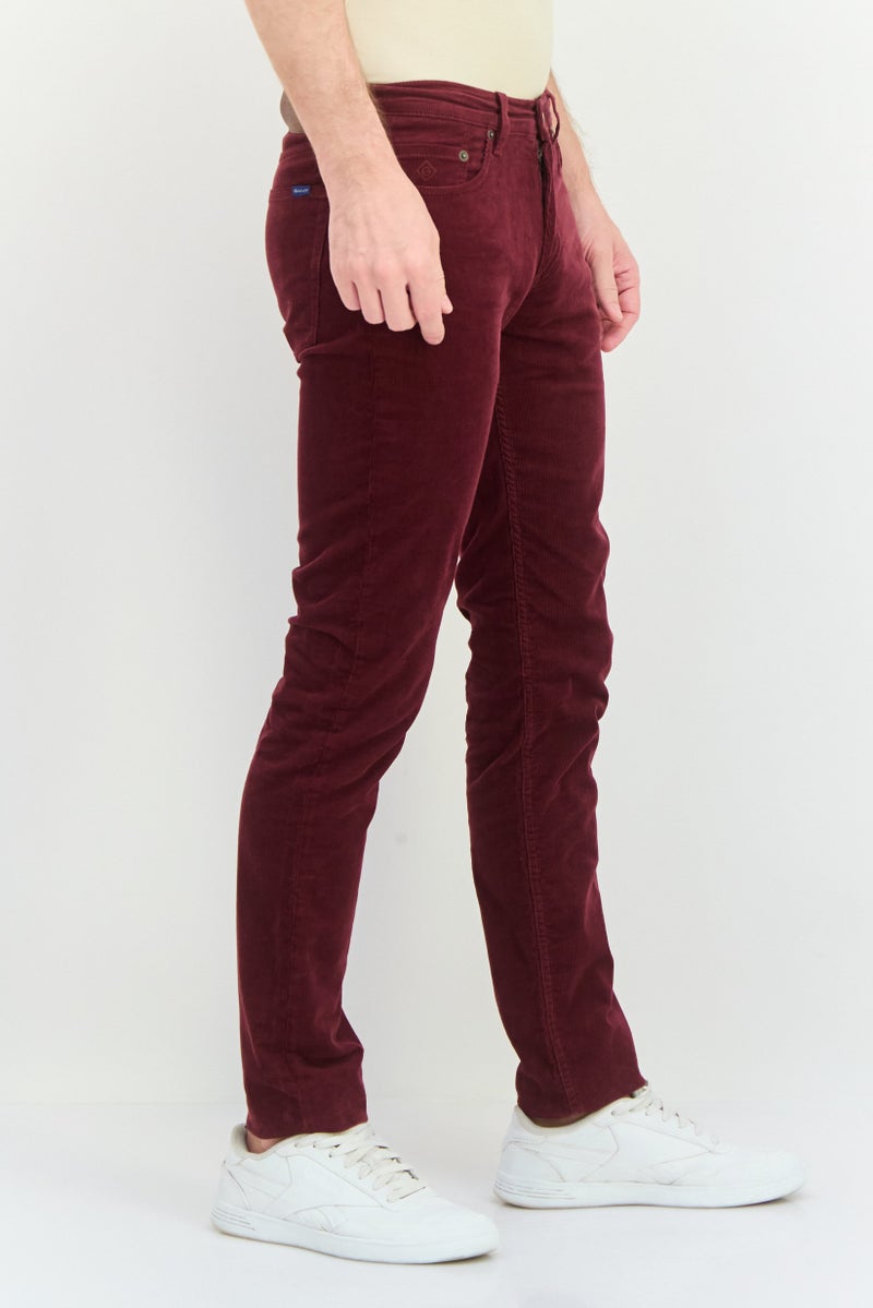 GANT Men Hayes Slim Fit Corduroy Pants, Maroon - Image 2
