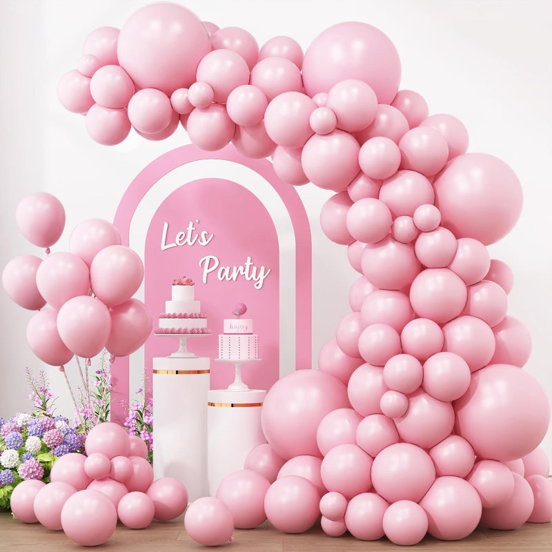 RUBFAC 154pcs Pastel Pink Balloons Different Sizes 18 12 10 5 Inches for Garland Arch, Light Pink Balloons for Birthday Valentine's Day Baby Shower Gender Reveal Wedding Party Decoration - Image 1