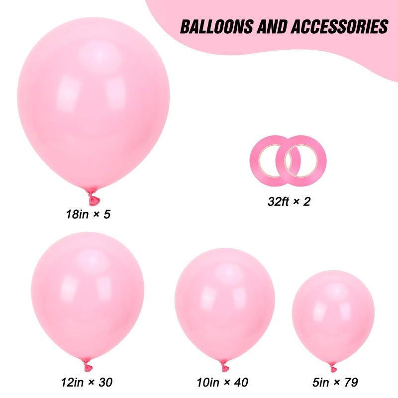 RUBFAC 154pcs Pastel Pink Balloons Different Sizes 18 12 10 5 Inches for Garland Arch, Light Pink Balloons for Birthday Valentine's Day Baby Shower Gender Reveal Wedding Party Decoration - Image 2