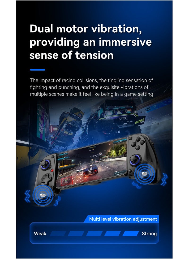 Generic - Classic Wireless Gamepad D11 Stretch Bluetooth Gaming Controller Hall Linear Trigger 3D Joystick Dual Motor Vibration Turbo Burst Function Support Android iOS PC Switch Black - Image 1