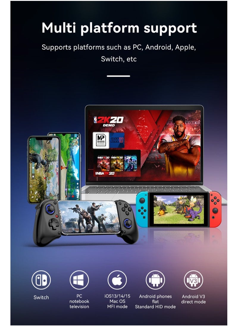 Generic - Classic Wireless Gamepad D11 Stretch Bluetooth Gaming Controller Hall Linear Trigger 3D Joystick Dual Motor Vibration Turbo Burst Function Support Android iOS PC Switch Black - Image 1