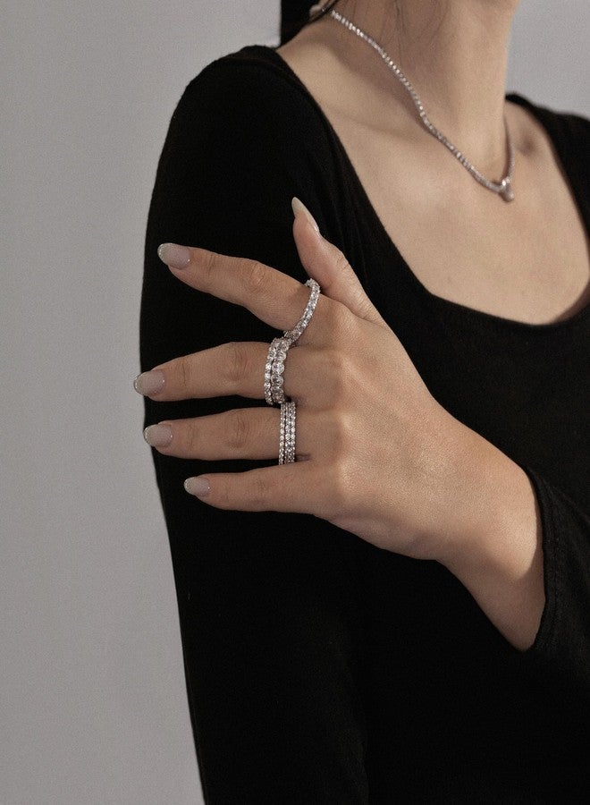 Diamonbliss مجموعة خواتم ديامون بليس مارلين مونرو الأبدية | مجموعة من 3 خواتم فضة استرلينية 925 بتصميم لانهائي للنساء | 4.24 قيراط من الزركونيا المكعبة المقطوعة بشكل دائري (8) - Image 5