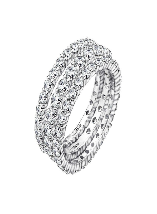 Diamonbliss مجموعة خواتم ديامون بليس مارلين مونرو الأبدية | مجموعة من 3 خواتم فضة استرلينية 925 بتصميم لانهائي للنساء | 4.24 قيراط من الزركونيا المكعبة المقطوعة بشكل دائري (8) - Image 1