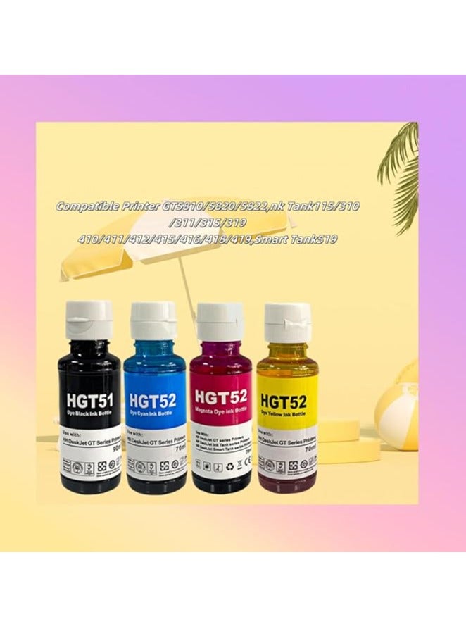 Terabyte خراطيش حبر متوافقة GT51 GT52 لطابعات HP DeskJet GT 5810، GT 5820، 5821، 5822، 310، 315، 316، 319، 410، 415، 416، 419، 720، 750، 790 (عبوات 4) - Image 2
