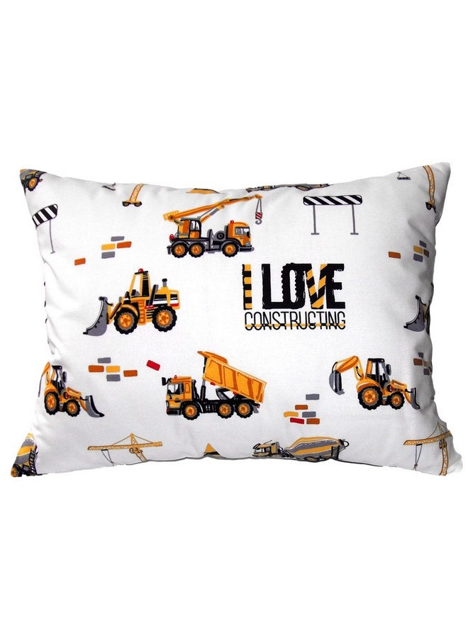 Comfy Turtles Toddler Pillowcase 13 x 18 Cotton - Toddler Pillow Cases for Travel Pillows, Truck Tractor Pillows for Boys, Pillowcase Boys - The Little Builder - Image 1