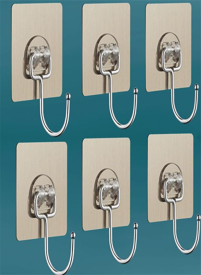 10 Piece Self Adhesive Large Heavy Duty Wall Hooks Gold  - Image 1