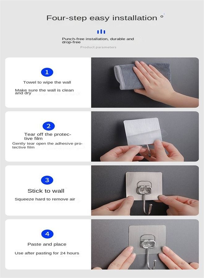 10 Piece Self Adhesive Large Heavy Duty Wall Hooks Gold  - Image 4