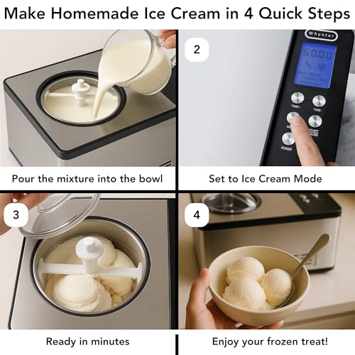 Whynter Ice Cream Maker Machine Automatic 2.1 Qt. with Built-In Compressor, LCD Digital Display & Timer, No Pre-Freezing, ICM-200LS, Stainless Steel - Image 3