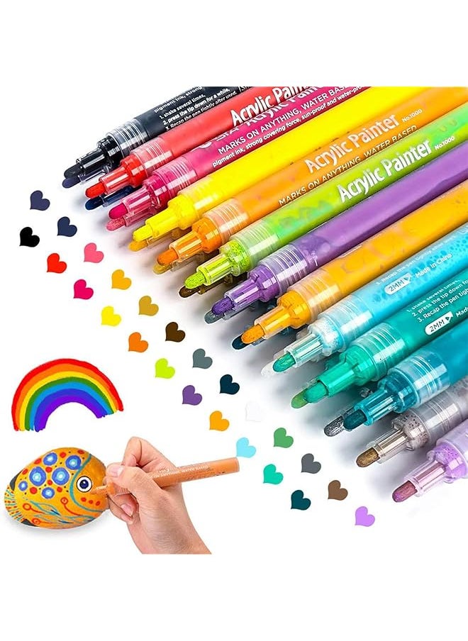 X spring Acrylic Paint Markers Pens 24 Classic Colors Paint Markers Non Toxic Acrylic Markers Paint Pens Paint Marker For Rock Painting Glass Ceramic Surfaces Diy Crafts  - Image 1