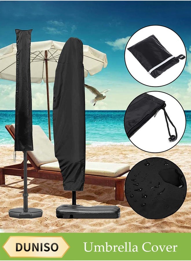 DUNISO Outdoor Umbrella Cover，Outdoor Parasol Cover，Weatherproof UV Anti Windproof and Snow Safe Outdoor for Cantilever Parasol，Banana Shaped Umbrella Cover，Black,265CM(50*70*40cm)  - Image 1
