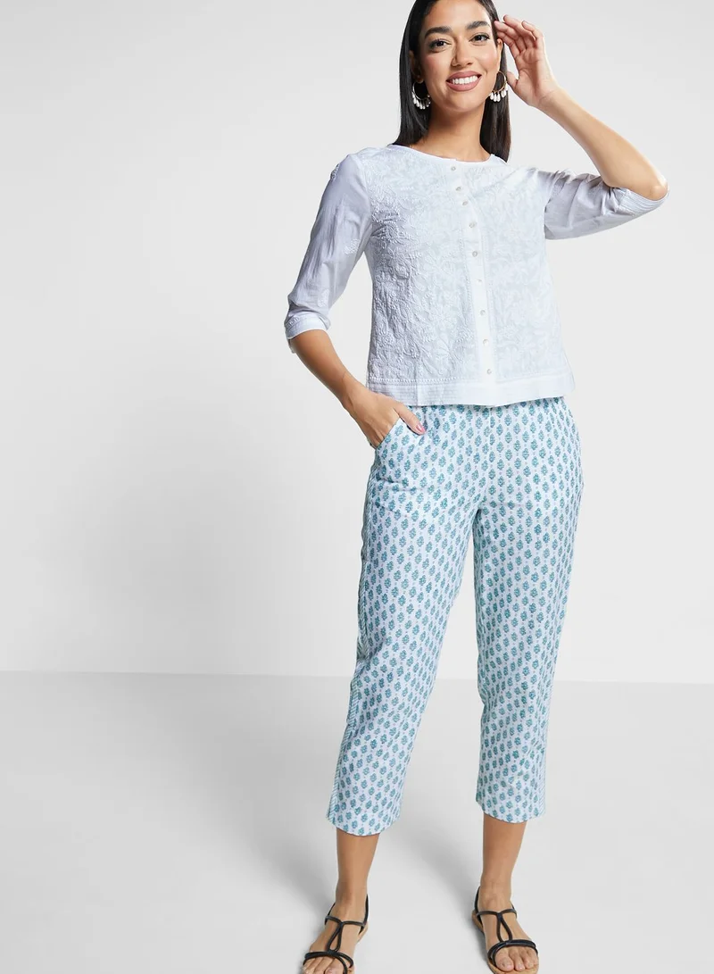 Fabindia Printed High Waist Pants