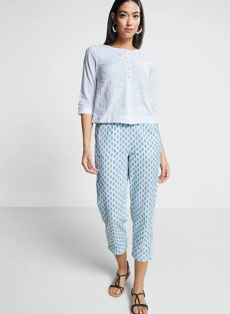 Fabindia Printed High Waist Pants