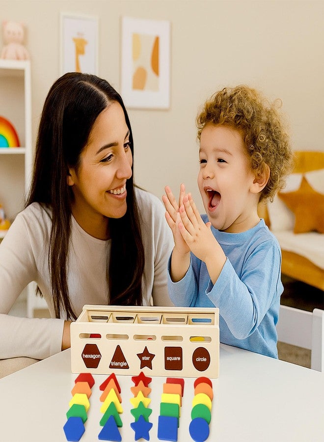 LovesTown Wooden Shape Sorting Box Montessori Learning Toy for Toddlers Early Educational Sorting and Matching Game - Image 2