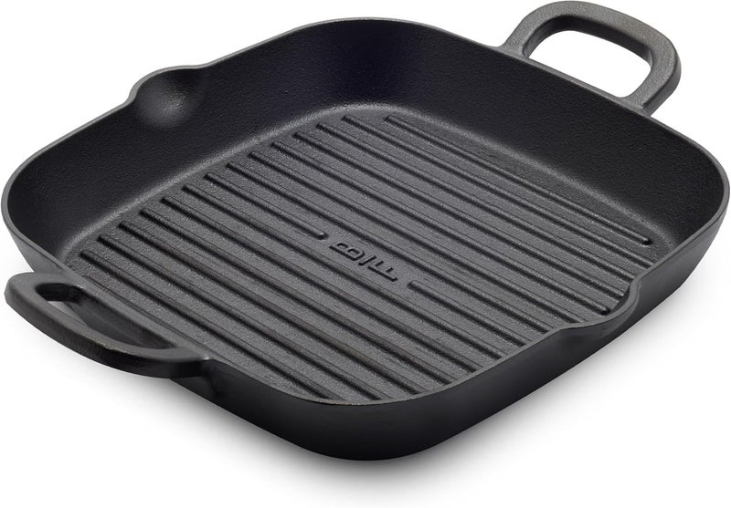 Greenpan x Bobby Flay Cast Iron 11” Square Grill Pan, Pre-Seasoned Professional Grade Heavy Duty Skillet, Helper Handles, Induction Suitable, Stovetop, Oven, BBQ & Fire, Indoor & Outdoor Use, Black - Image 1