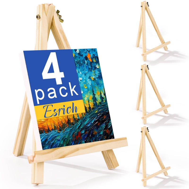 ESRICH 4 Pack 9 Inch Wood Easels - Tripod Painting Easels for Art & Crafts, Portable Canvas Holders - Image 1