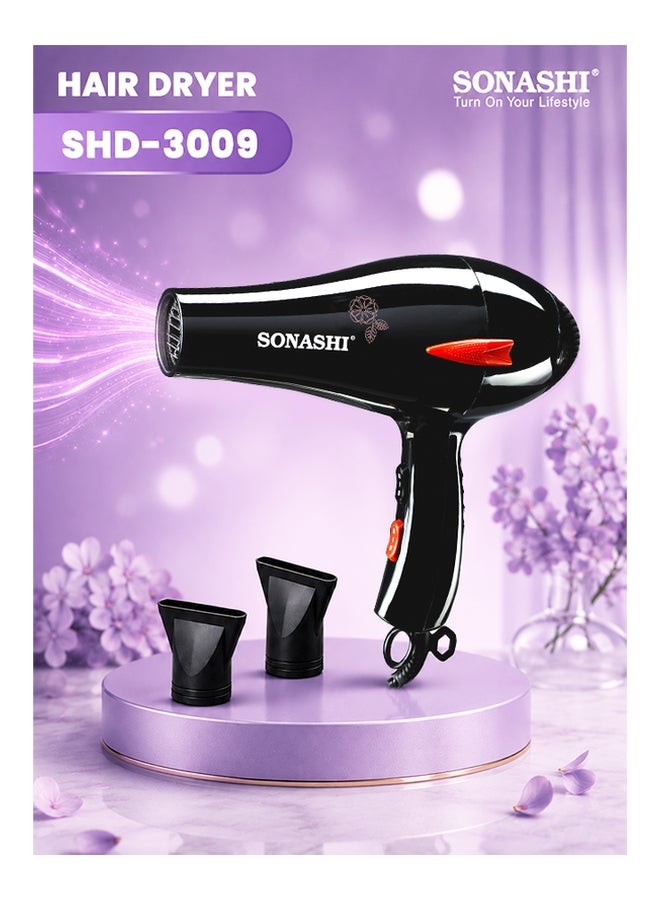 سوناشي مجفف شعر احترافي بقوة 2000 وات SHD-3009 أسود أسود - Image 1