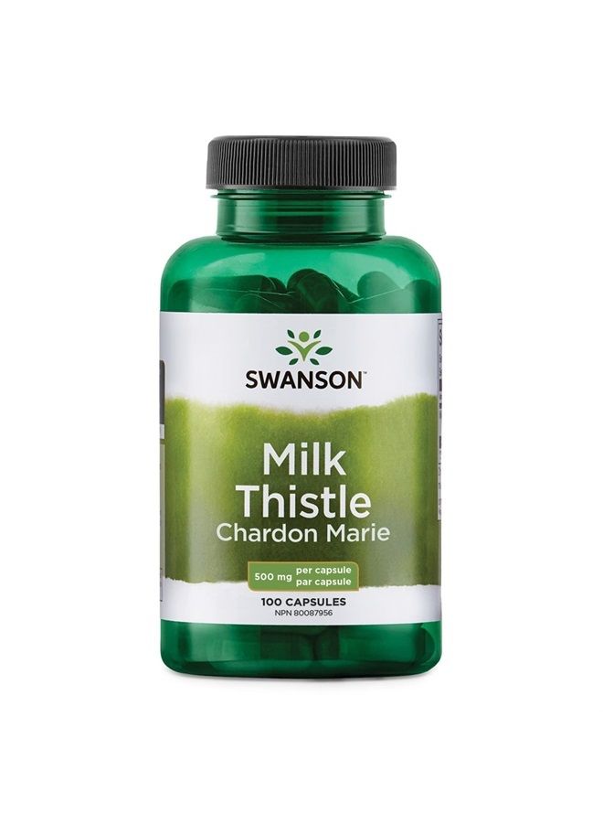 SWANSON مكمل دعم الكبد العشبي - حليب الشوك - تركيبة طبيعية تساعد في الحفاظ على الصحة العامة والرفاهية - (100 كبسولة، 500 ملغ لكل منها) - Image 1
