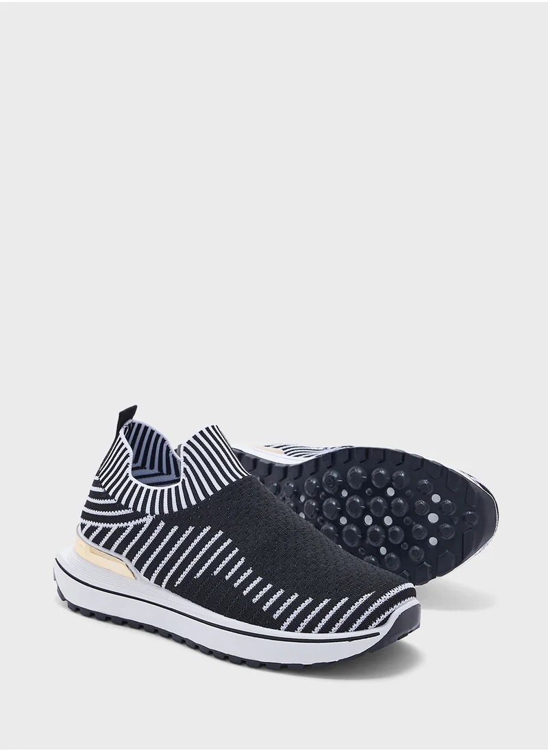 Ginger Stripe Knit Slip On Comfort Shoes