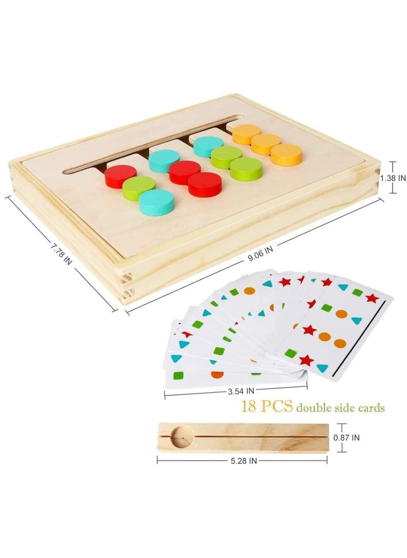 Arabest Montessori Learning Toys Slide Puzzle Color & Shape Matching Brain Teasers Logic Game Preschool Educational Wooden Toys for Kids Boys Girls Age 3 4 5 6 7 Years Old Travel Toys Birthday Gifts for Kids  - Image 2