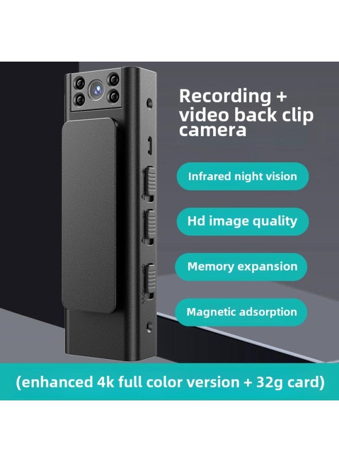 Generic Law Enforcement Recorder Recording Pen Tape Recording Integrated Wireless Camera Home Remote Motion Camera-Body Color:Enhanced Version 4k Full-color Law Enforcement + 32g Card - Black - Official Standard  - Image 1