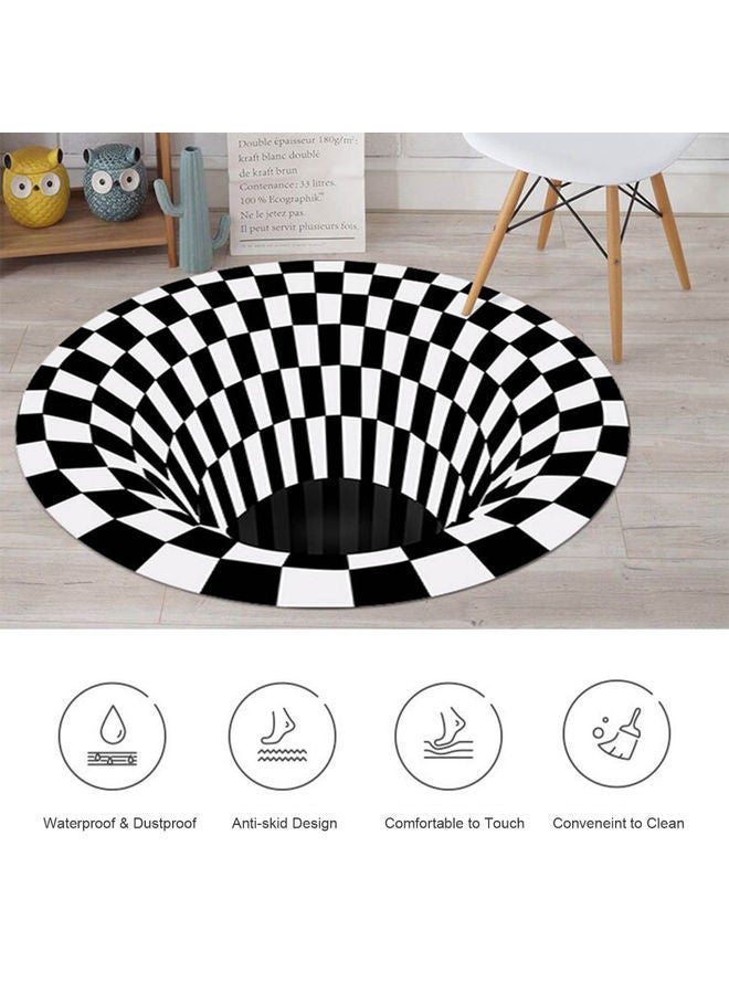 NIBEMINENT Fashion 3D Printed Round Carpet White/Black 30.00x1.60x30.00cm - Image 2