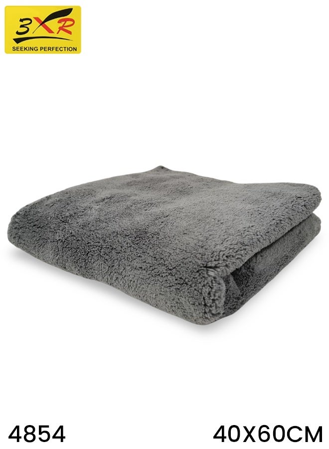 3XR Microfiber Cleaning Cloth 40x60cm, Grey, 550GSM Ultra Absorbent Soft Plush Towel for Car, Bike & Home Cleaning, Lint-Free & Scratch-Free Superfine Fiber Drying Cloth for Polishing, Dusting, and Washing Quick Dry & Durable - Image 1