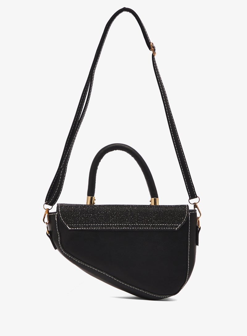 ELLA Gold Accent Asymmetrical Textured Top Handle Bag - Image 2