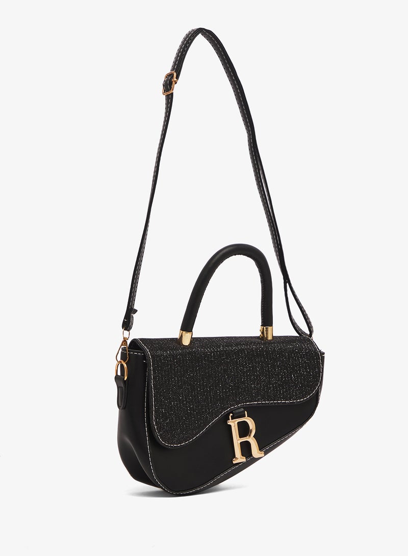 ELLA Gold Accent Asymmetrical Textured Top Handle Bag - Image 3