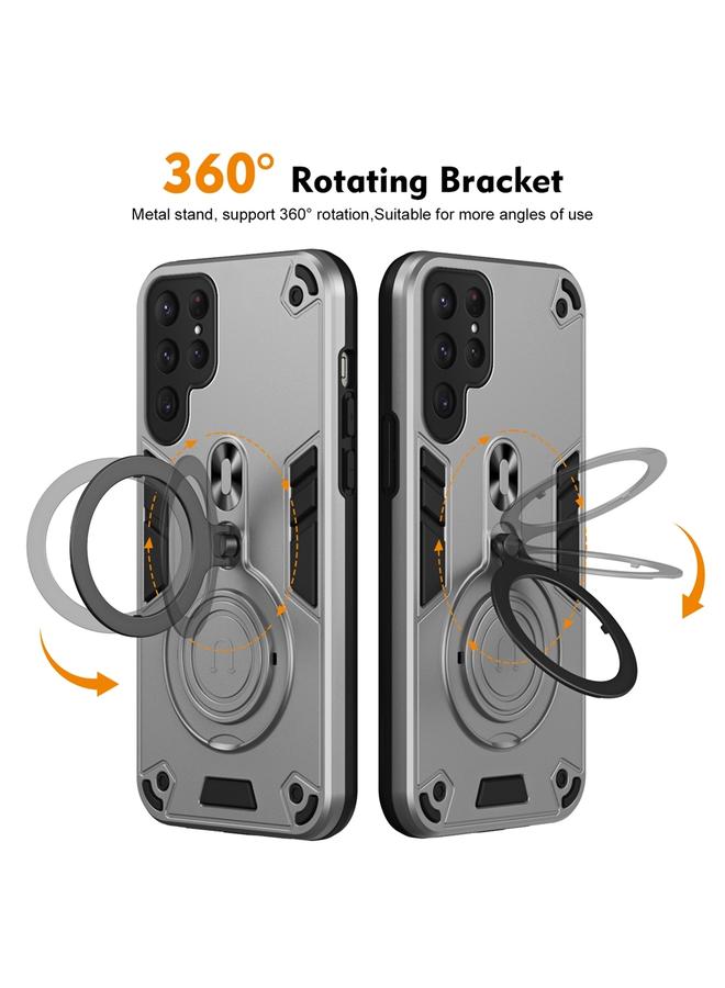 S-TOP Case For Samsung Galaxy S25 Ultra 5G Metal Ring 360 Degree Rotating Holder PC Hybrid TPU Phone Case - Image 2