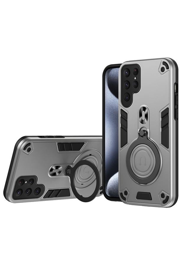 S-TOP Case For Samsung Galaxy S25 Ultra 5G Metal Ring 360 Degree Rotating Holder PC Hybrid TPU Phone Case - Image 1